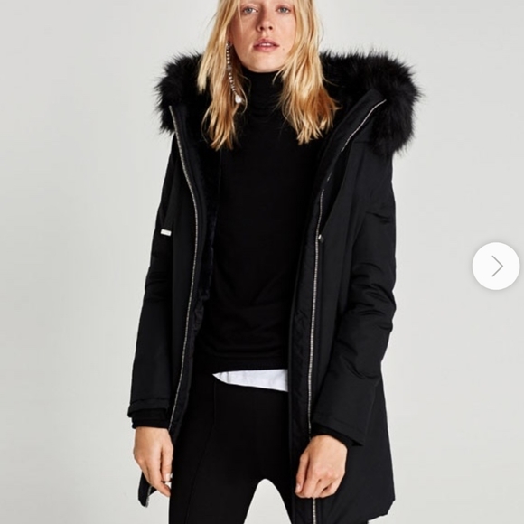Nwot Zara Padded Parka With Hood 